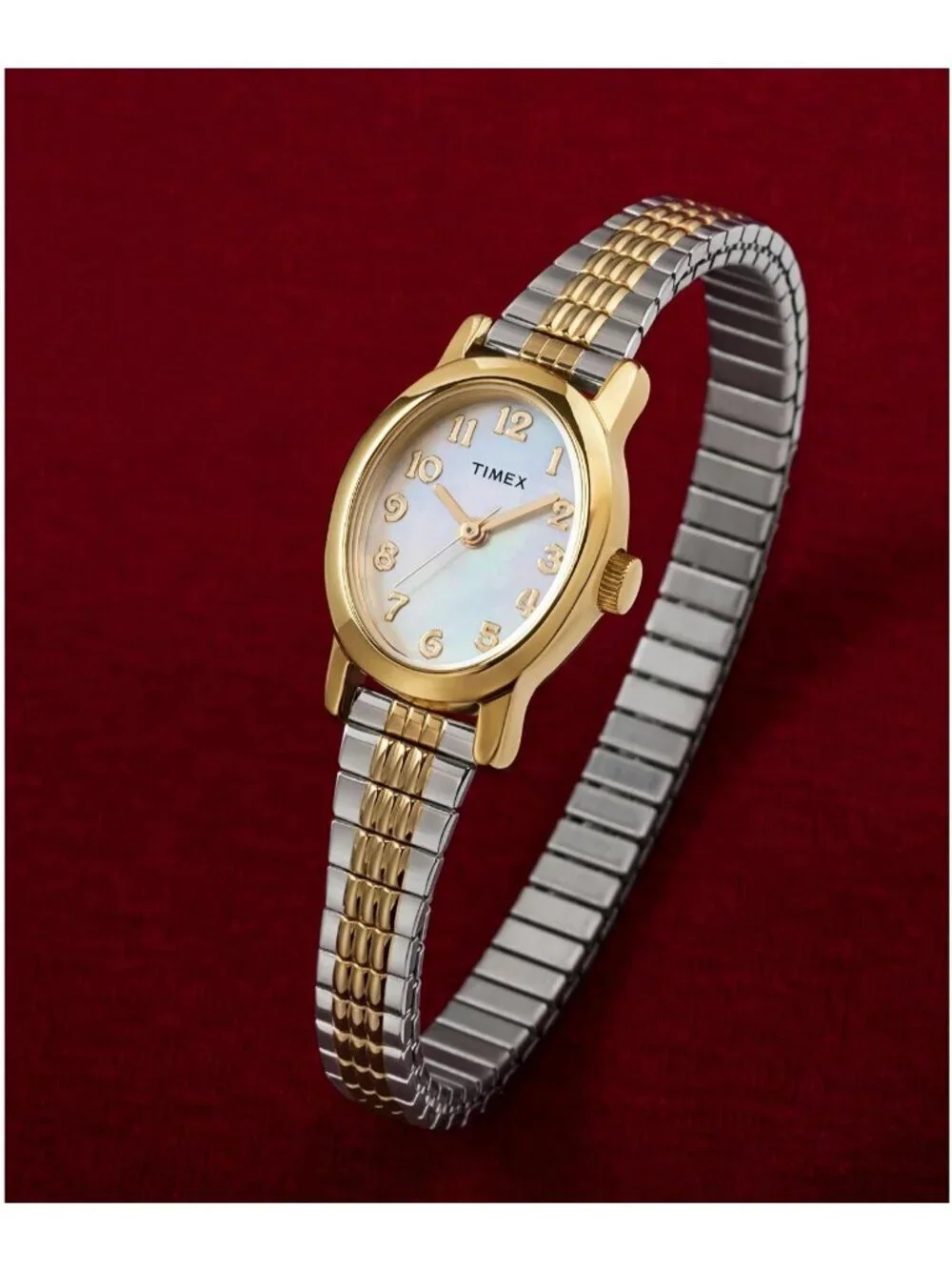 Women's Silver Gold Analog Quartz Cavatina Pearl Dial Oval Classic Wrist Watch